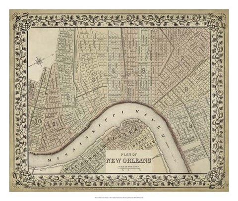 Framed Plan of New Orleans Print