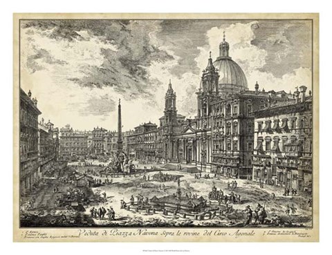 Framed Veduta di Piazza Navona Print