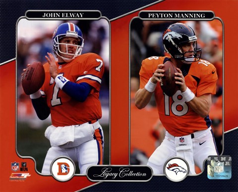 Framed John Elway &amp; Peyton Manning Legacy Collection Print