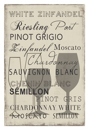 Framed White Wine Collection - Mini Print