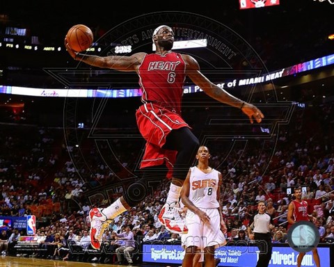 Framed LeBron James Making a Basket Print