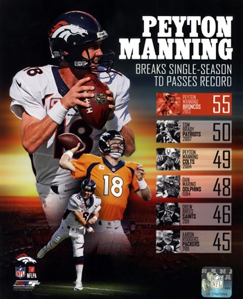 Framed Peyton Manning Single Season TD Record Print