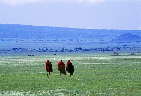 Framed Maasai on Serengeti Africa Print