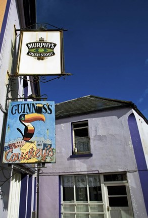 Framed Pub Signs, Eyeries Village, Beara Peninsula, County Cork, Ireland Print