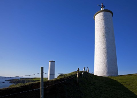Framed Metal Man Shipping Beacon, Great Newtown Head, Tramore, County Waterford, Ireland Print