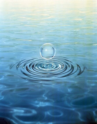 Framed Clear bubble floating above water ripples in choppy water Print