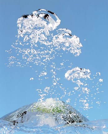 Framed Churning bubbles rising upwards in blue water Print