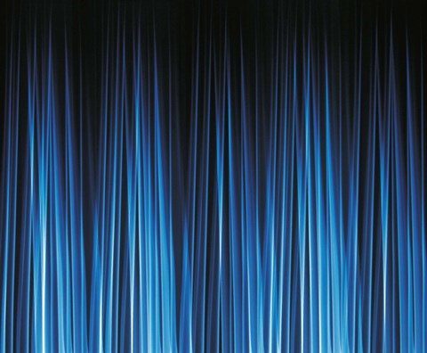 Framed Vertically striated curtain in dark blues Print