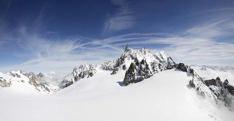 Framed Clouds over a snow covered mountain, Dent du Geant, Aiguille de Rochefort, Helbronner, Val D'Aosta, Italy Print