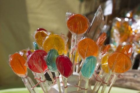 Framed Close-up of lollipops, Hippie Market, San Carlos de Bariloche, Rio Negro Province, Patagonia, Argentina Print