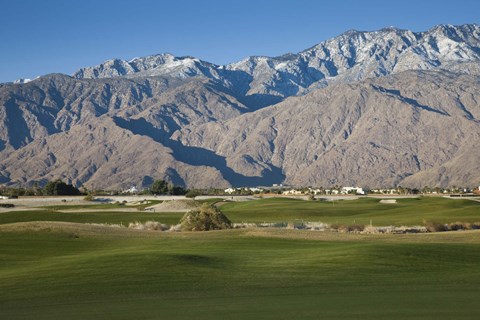 Framed Golf course with mountain range, Desert Princess Country Club, Palm Springs, Riverside County, California, USA Print