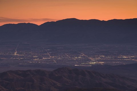 Framed Coachella Valley and Palm Springs from Key&#39;s View, Joshua Tree National Park, California, USA Print