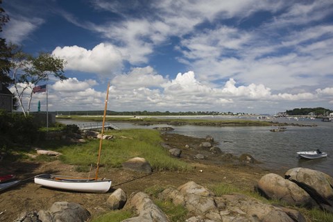 Framed Rocks on the coast, Annisquam Harbor Light, Gloucester, Cape Ann, Massachusetts, USA Print