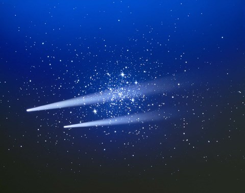 Framed Space, Two Comets Print