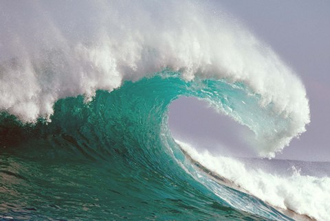 Framed Crashing Green and White Wave Print