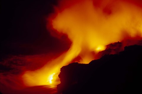 Framed Lava from an Erupting Volcano, Big Island, Hawaii Print