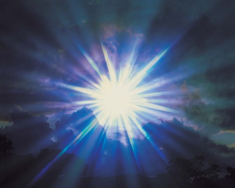 Framed Sun Shinning Through Cloud in Sky, Lens Flare Print