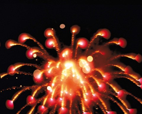 Framed Close up of Ignited Fireworks Print