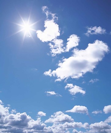 Framed Clouds in Blue Sky, Lens Flare Print