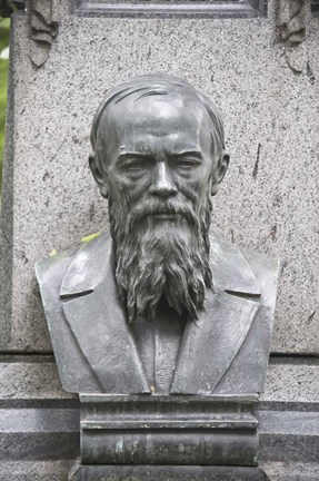 Framed Grave of Fyodor Dostoevsky at Tikhinskoye Kladbistse the Tikhvin Cemetery, St. Petersburg, Russia Print