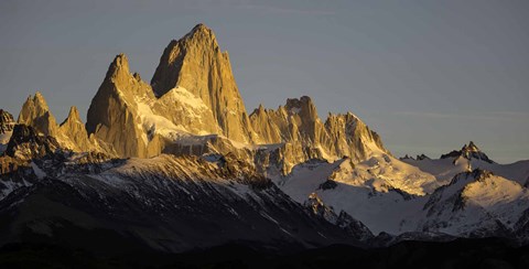Framed Sun Reflecting off Mt Fitzroy, Argentine Glaciers National Park, Santa Cruz Province, Patagonia, Argentina Print
