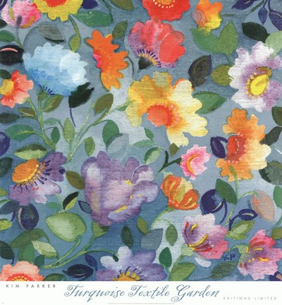 Framed Turquoise Textile Garden Print