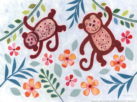 Framed Swinging Monkeys Print