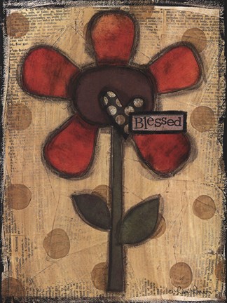 Framed Blessed Flower - red Print