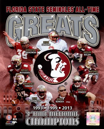 Framed Florida State University Seminoles All Time Greats Composite Print