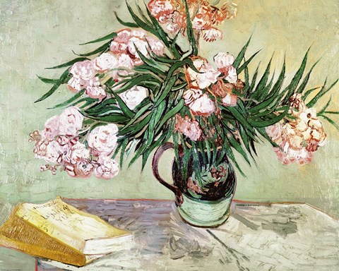 Oleanders and Books by Vincent Van Gogh