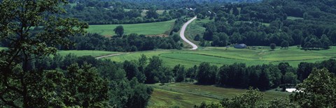 Framed Winding road passing through a landscape, East Central, Missouri, USA Print