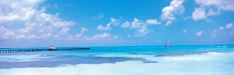 Framed Wind Surfers in Cancun Mexico Print
