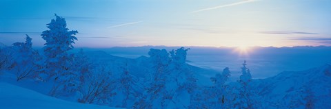 Framed Yokoteyama at sunrise Shiga Kogen Nagano Japan Print