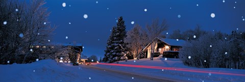 Framed Houses snowfall NH USA Print