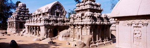 Framed Monuments in a temple, Panch Rathas, Mahabalipuram, Tamil Nadu, India Print
