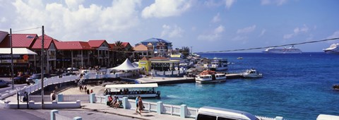 Framed Buildings at the waterfront, George Town, Grand Cayman, Cayman Islands Print