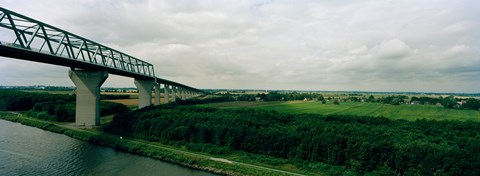 Framed Cantilever bridge across Kiel Canal, Kiel, Schleswig-Holstein, Germany Print