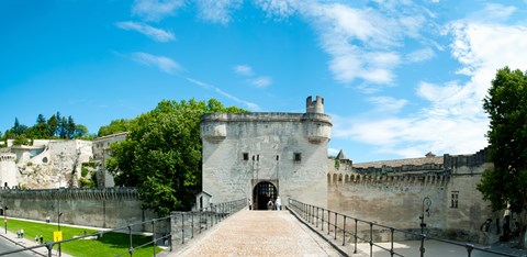 Framed Bridge leading to the city gate, Pont Saint-Benezet, Rhone River, Avignon, Vaucluse, Provence-Alpes-Cote d&#39;Azur, France Print