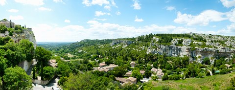 Framed High angle view of limestone hills with houses, Les Baux-de-Provence, Bouches-Du-Rhone, Provence-Alpes-Cote d&#39;Azur, France Print