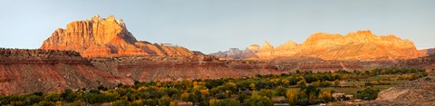 Framed Rock formations on a landscape, Zion National Park, Springdale, Utah, USA Print