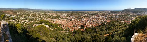 Framed High angle view of a town, Hyeres-les-palmiers, Cote D&#39;Azur, Provence-Alpes-Cote D&#39;Azur, France Print