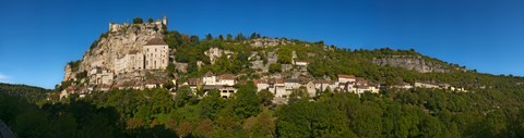 Framed Low angle view of a town on a hill, Rocamadour, Canyon De l'Alzou, Lot, Midi-Pyrenees, France Print