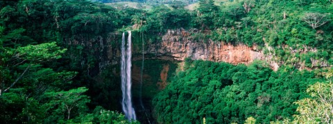 Framed Waterfall, Chamarel Waterfall, Chamarel, Mauritius Island, Mauritius (horizontal) Print