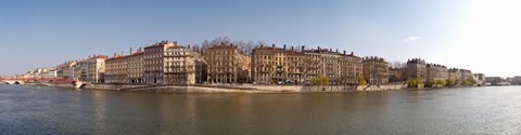 Framed Quai du Marechal Joffre along the Saone River, Lyon, Rhone, Rhone-Alpes, France Print