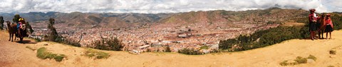 Framed People with cattle on a hillside, Cuzco, Peru Print