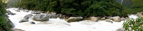 Framed River flowing in a forest, Aguas Calientes, Urubamba Province, Andes, Cusco Region, Peru Print