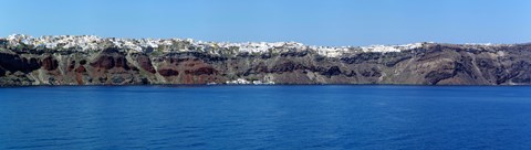 Framed Town at the coast, Fira, Santorini, Cyclades Islands, Greece Print