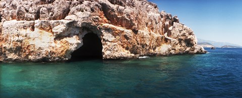 Framed Entrance of the Pirates Cave on the Mediterranean Sea, Kekova, Antalya Province, Turkey Print
