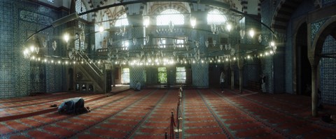 Framed Interiors of a mosque, Rustem Pasha mosque, Istanbul, Turkey Print