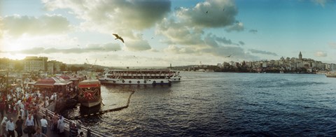 Framed Ferries along the Bosphorus, Istanbul, Turkey Print